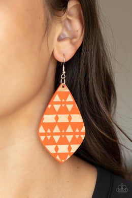 Earrings Zimbabwe Zoo - Orange Wood E551