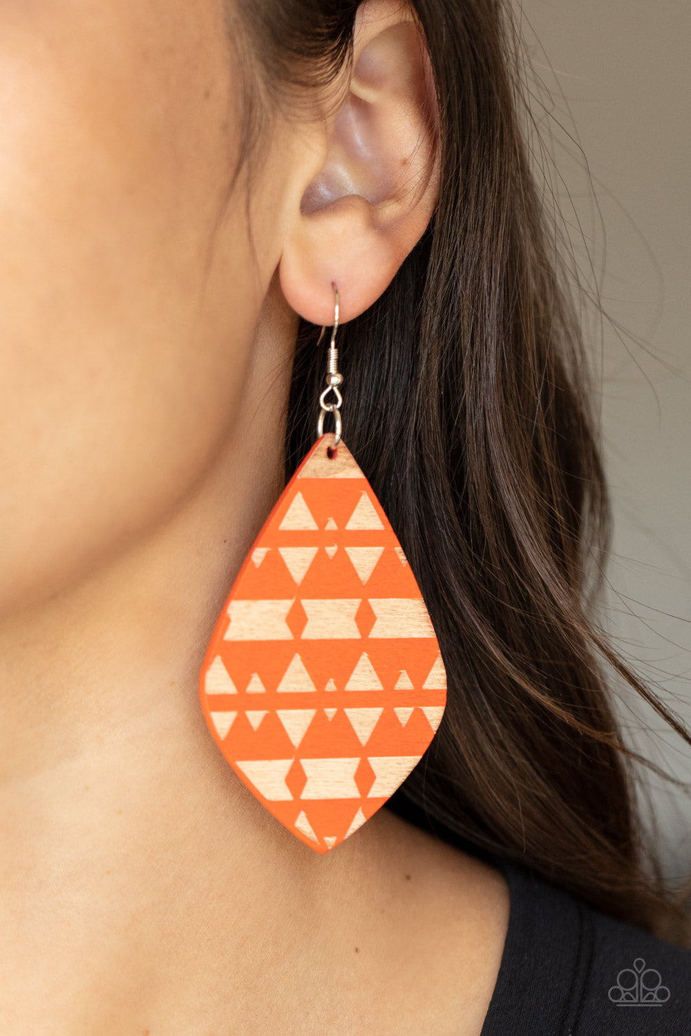 Earrings Zimbabwe Zoo - Orange Wood E551