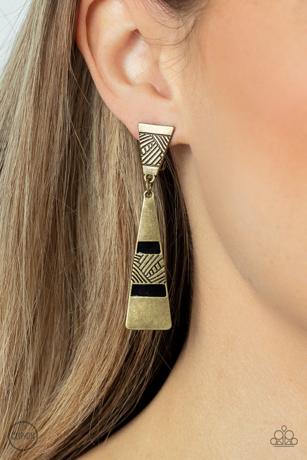 Earrings Safari Seeker - Brass Clip-On B5