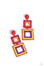 Load image into Gallery viewer, Earrings Seize the Squares - Red E2306