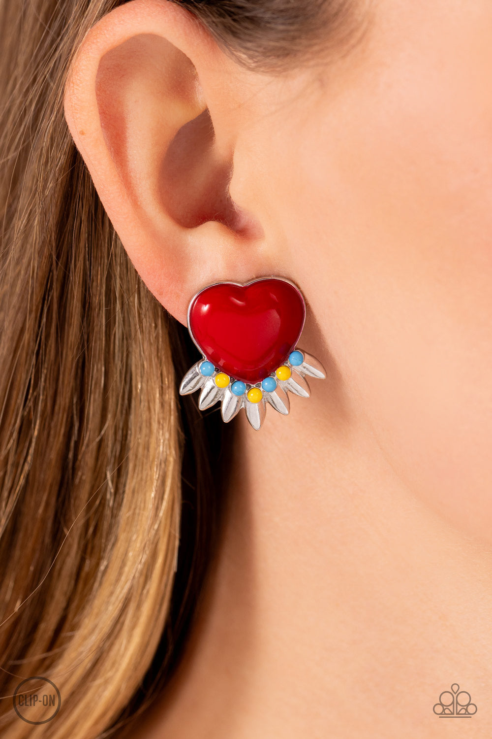 Earrings Spring Story - Red Clip On