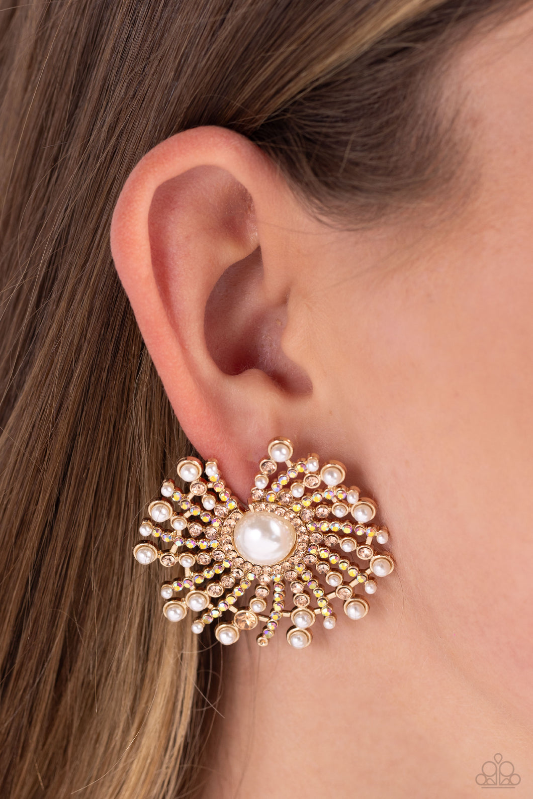 Earrings Fancy Fireworks - Gold Pearl E143