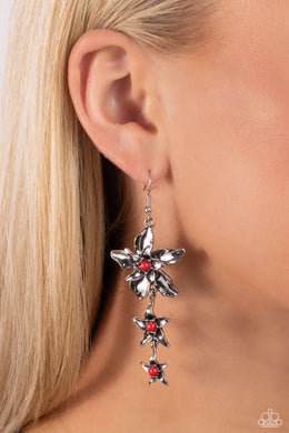 Earrings Tapered Tiers - Red