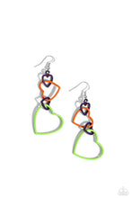 Load image into Gallery viewer, Earrings Cascading Crush - Multi Green/Orange VDAY V151