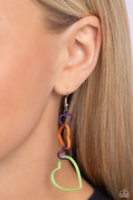 Load image into Gallery viewer, Earrings Cascading Crush - Multi Green/Orange VDAY V151