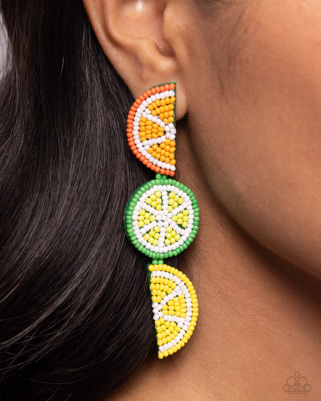Earrings Fresh Fruit - Multi Orange/Green/Yellow E562