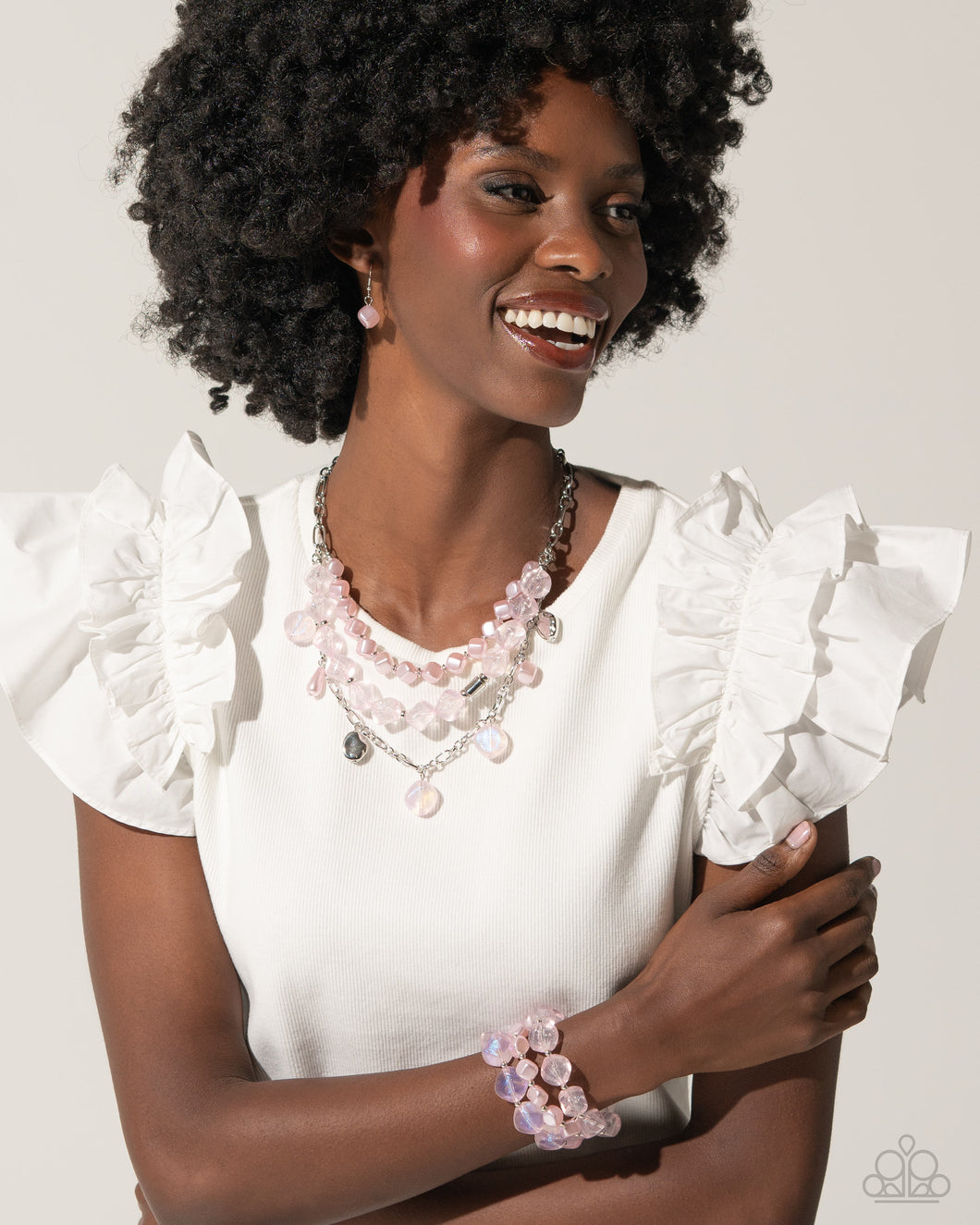 Necklace Cubed Cameo - Pink SET59