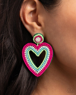 Earrings Headfirst Heart - Green VDAY V159