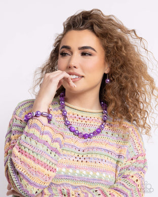 Necklaces Plentiful Pearls - Purple SET53