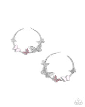 Load image into Gallery viewer, Earrings Aerial Allegiance - Pink HOOPS Butterflies