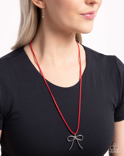 Necklaces Bolo Bow Red