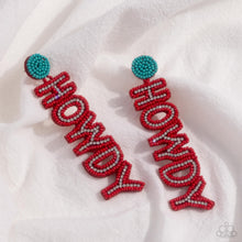 Load image into Gallery viewer, Earrings Howdy Headline - Red Western WS516