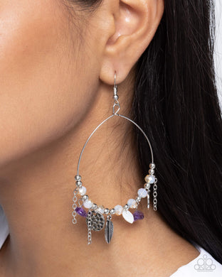Earrings Feathered Fringe - Purple