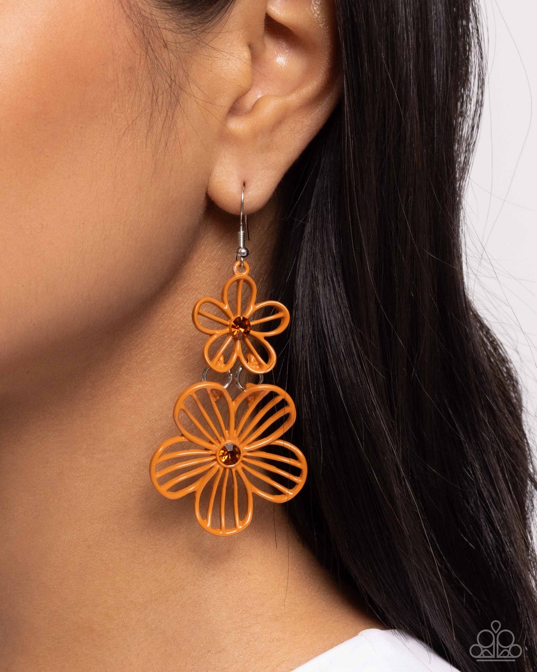 Earrings Textured Tiers - Orange E2003