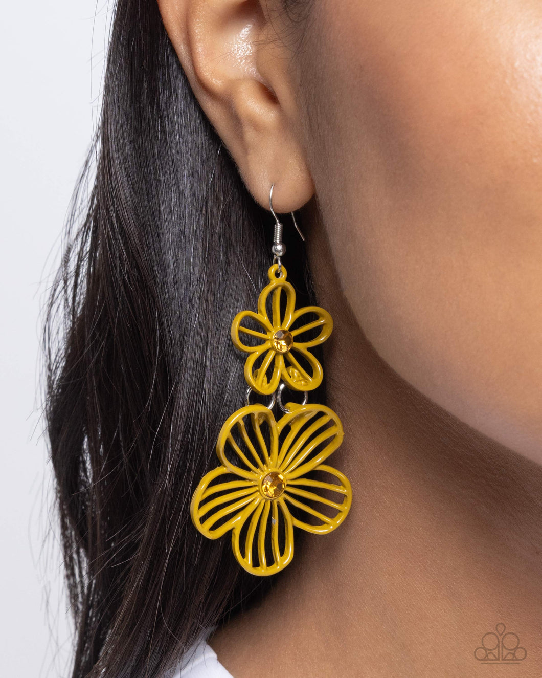Earrings Textured Tiers - Yellow E2003