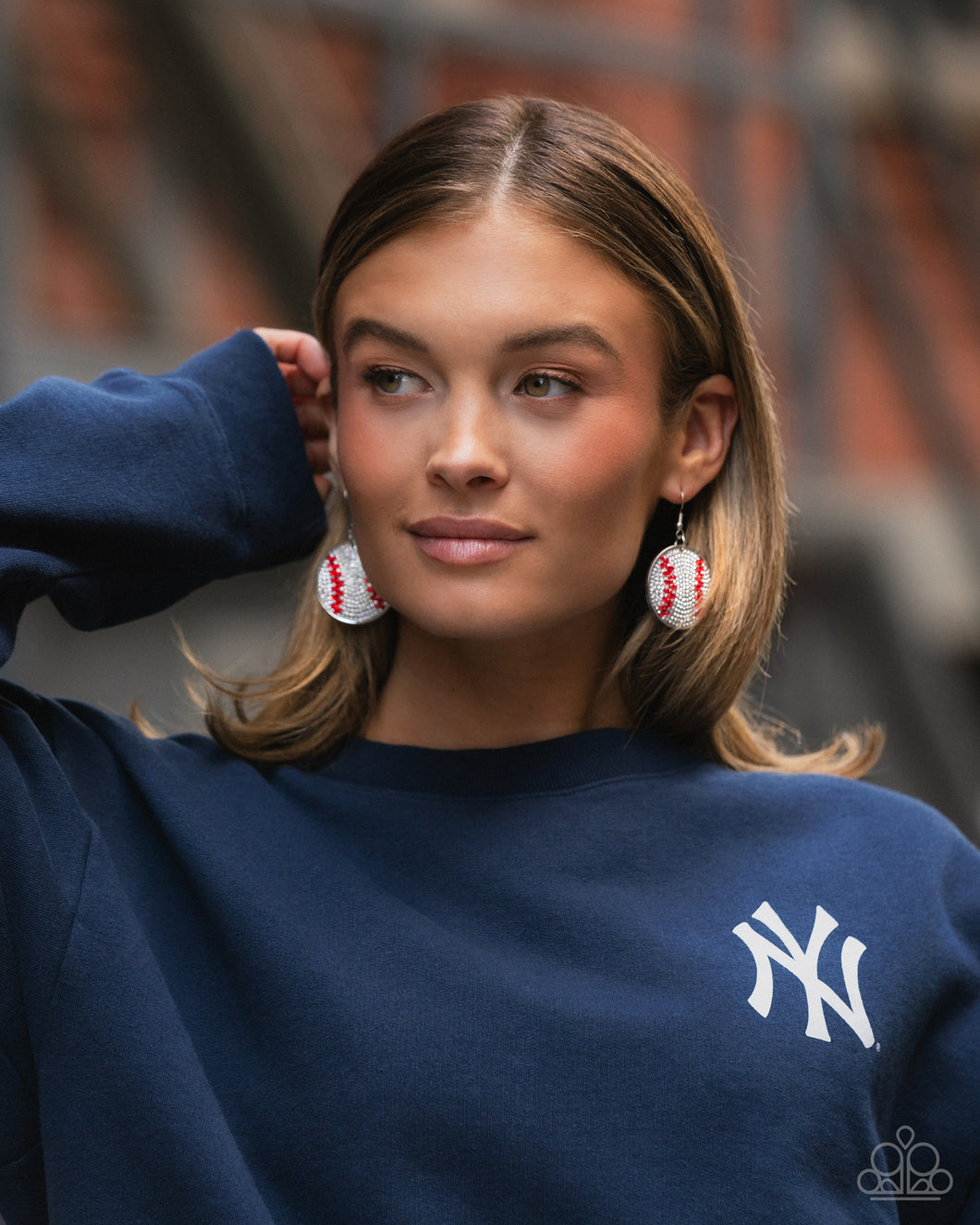 Earrings Homerun Haute - White Baseball Sports SF116