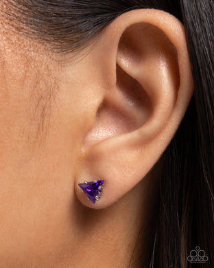 Earrings Triangular Twinkle - Purple POST E3021