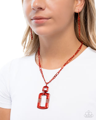 Necklace Metallic Movement - Red N2361