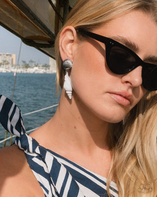 Earrings Coastal Collage - White CLIP ON