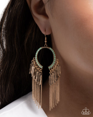 Earrings Free-Spirited Fringe - Green E2284