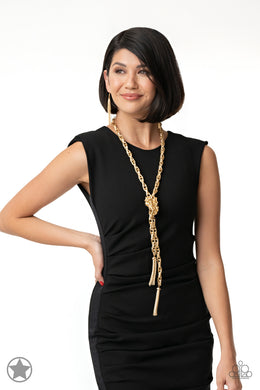 Necklace SCARFed for Attention - Gold Blockbuster