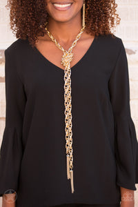 Necklace SCARFed for Attention - Gold Blockbuster