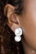 Earrings Gatsby Gleam - White Clip-On