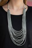 Load image into Gallery viewer, Necklace Peacefully Pacific - Silver - Gray Seed Beads N2220