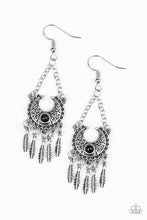 Load image into Gallery viewer, Earrings Fabulously Feathered - Black E2097