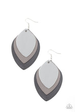 Load image into Gallery viewer, Earrings LIGHT AS A LEATHER - BLACK GRAY LEATHER LAYERED E2090