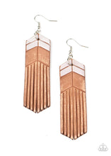 Load image into Gallery viewer, Earrings DESERT TRAILS - WHITE CHEVRON BROWN LEATHER FRINGE E204