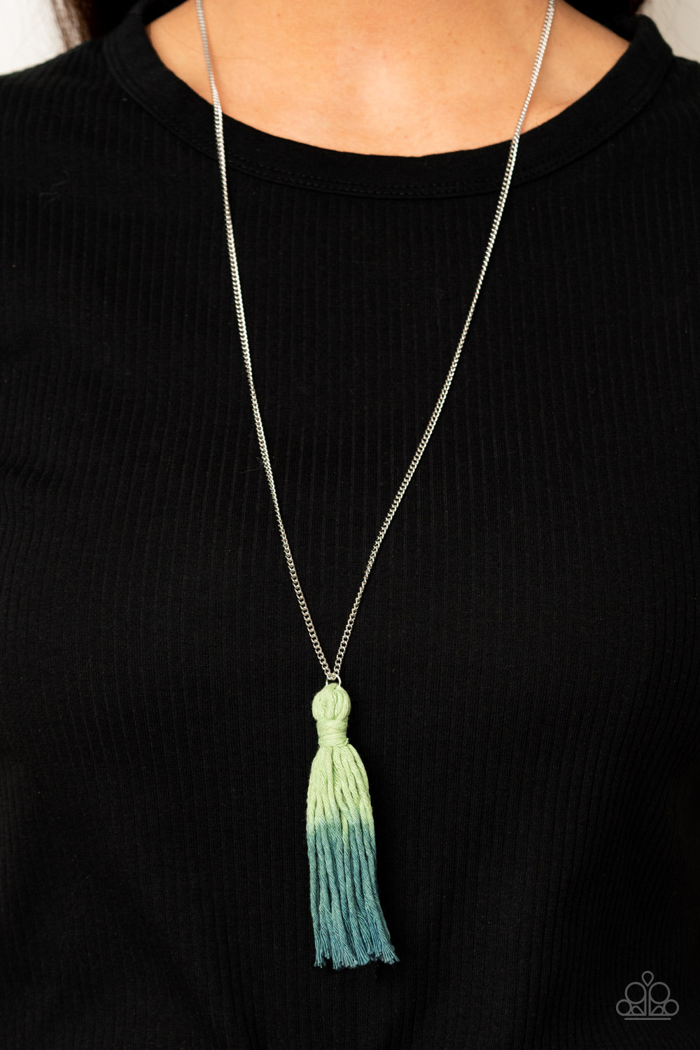 Necklace Totally Tasseled - Green N2038