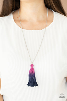 Necklace Totally Tasseled - Multi Purple N2039