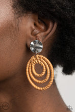 Load image into Gallery viewer, Earrings Whimsically Wicker - Brown Clip-ons E31