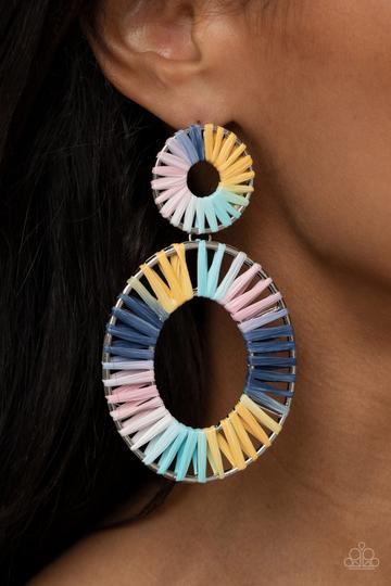 Earrings FOXY FLAMENCO - MULTI COLORED TWINE OVAL POST