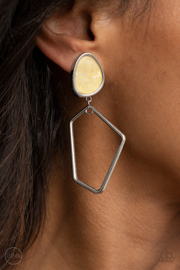 Earrings Retro Reverie - Yellow Clip On X1