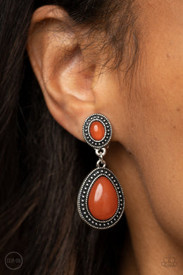 Earrings Carefree Clairvoyance - Orange Clip Ons