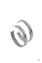 Load image into Gallery viewer, Earrings LAUREL GARDENS - SILVER LEAF HOOP E2302