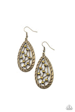 Load image into Gallery viewer, Earrings INDUSTRIAL INCANDESCENCE - BRASS AURUM RHINESTONE TEARDROP E2279