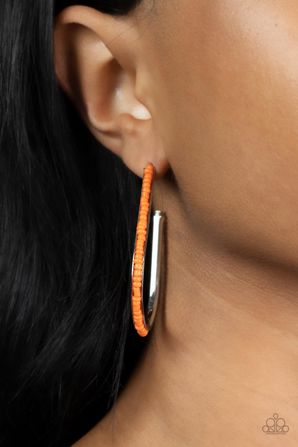 Earrings Beaded Bauble - Orange