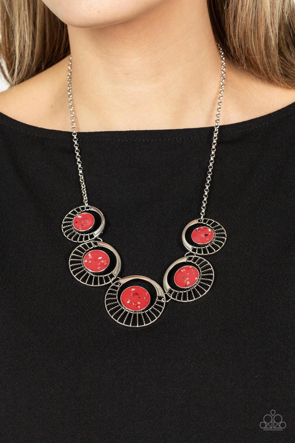 Necklace Elliptical Effervescence - Red N2257