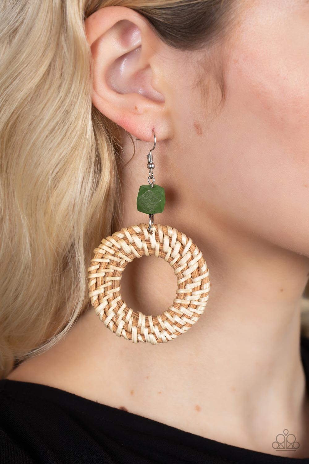 Earrings Wildly Wicker - Green