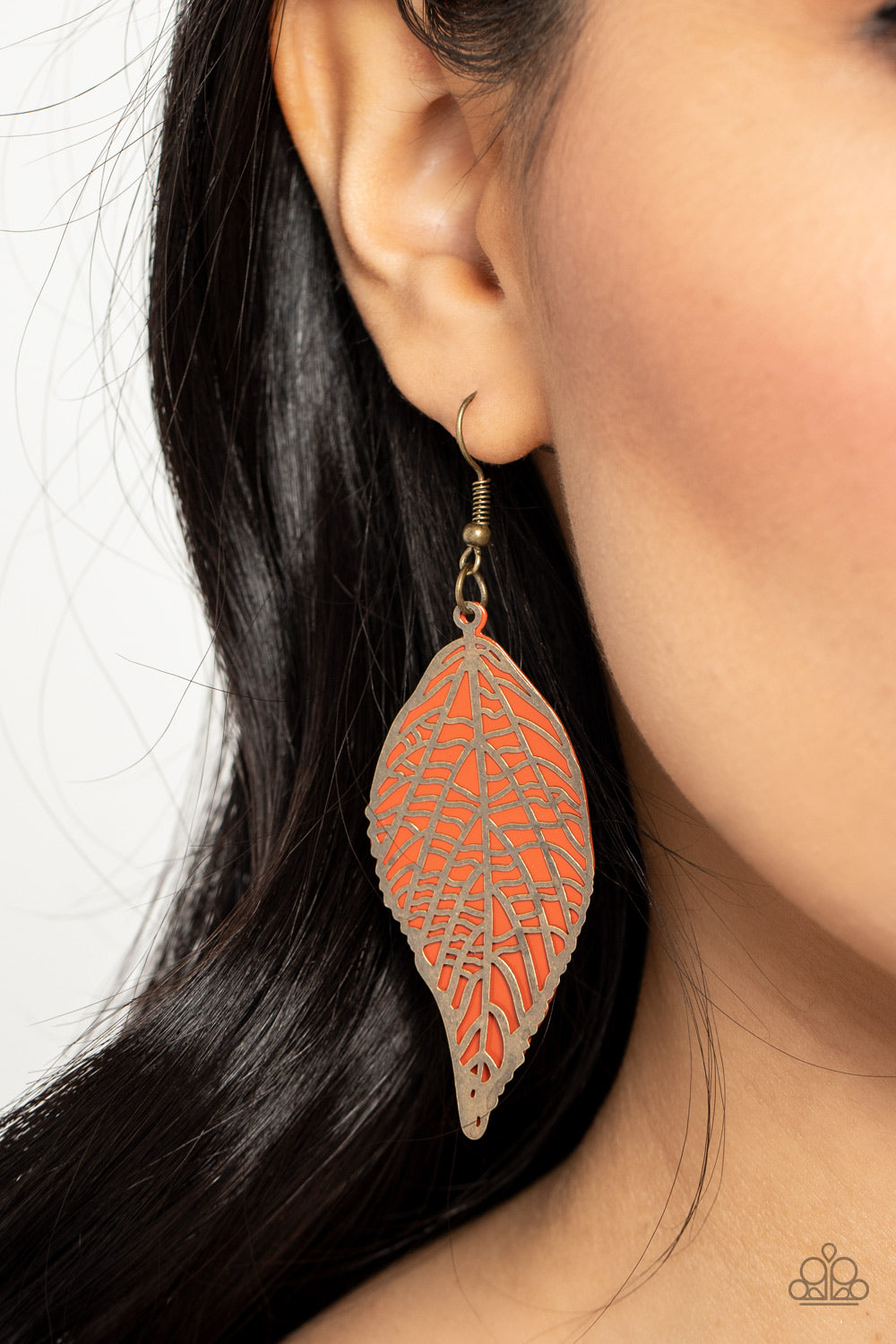 Earrings Leafy Luxury - Orange E2392