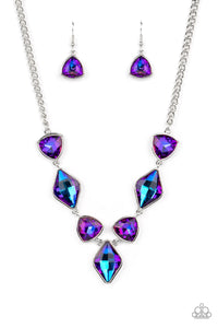 Necklace Glittering Geometrics - Purple LOP N2176