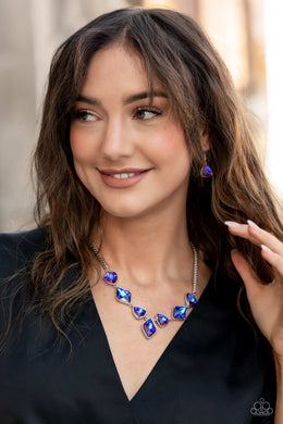 Necklace Glittering Geometrics - Purple LOP N2176