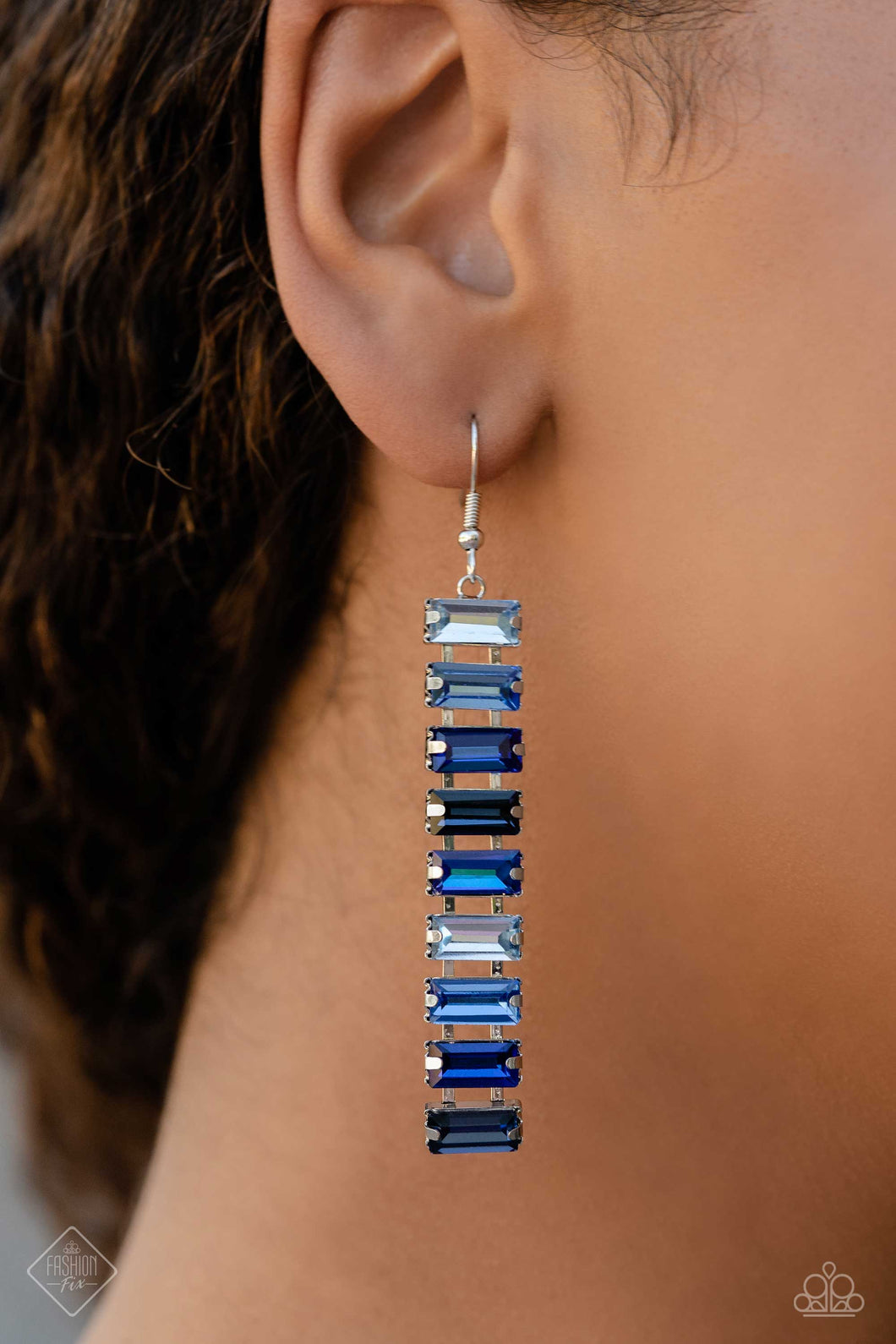 Earrings Superbly Stacked - Blue E293