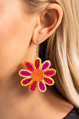 Earrings Decorated Daisies - Pink E462