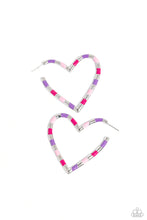 Load image into Gallery viewer, Earrings Striped Sweethearts - Pink VDAY V148