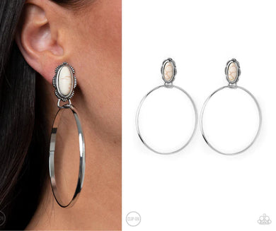 Earrings At Long LASSO - White ♥ Clip-On K3