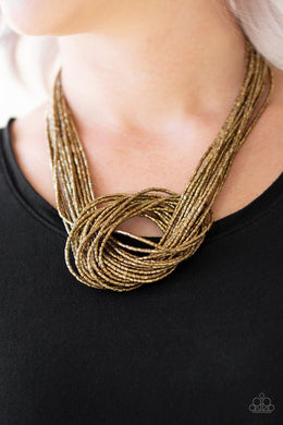 Necklace Knotted Knockout - Brass - Seed Beads N494